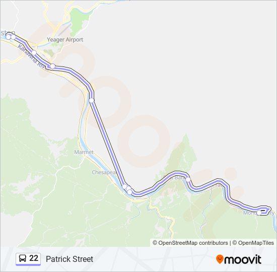 22 bus Line Map