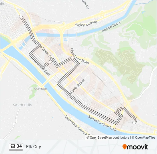 34 Bus Line Map