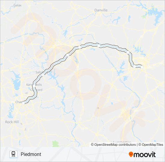 Mapa de PIEDMONT de tren