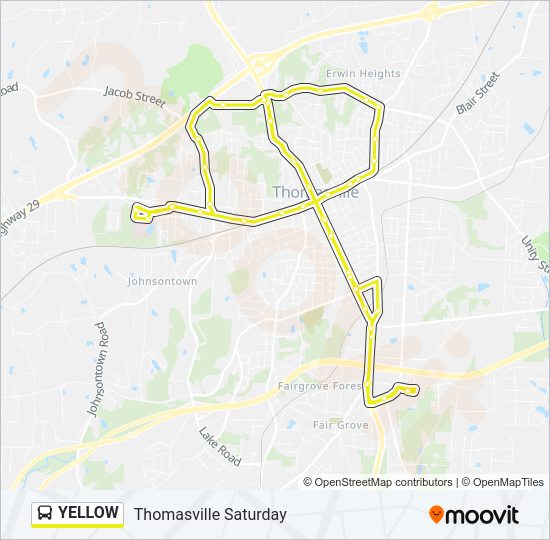 YELLOW Bus Line Map