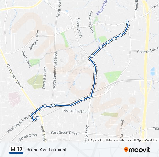 13 Bus Line Map