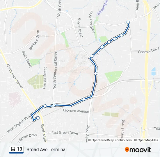 13 Bus Line Map