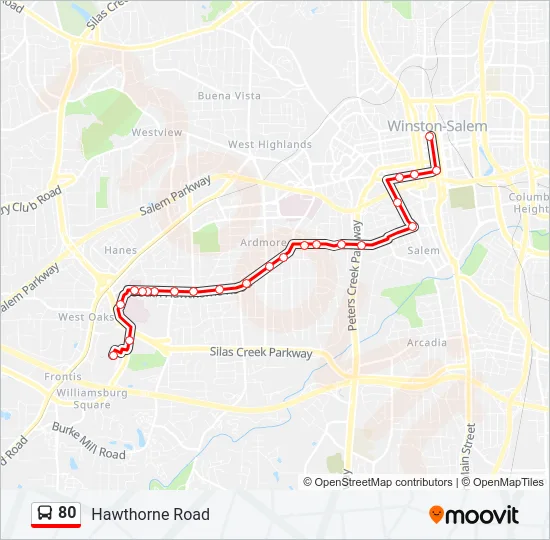 80 Bus Line Map