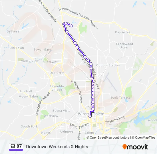 87 Bus Line Map
