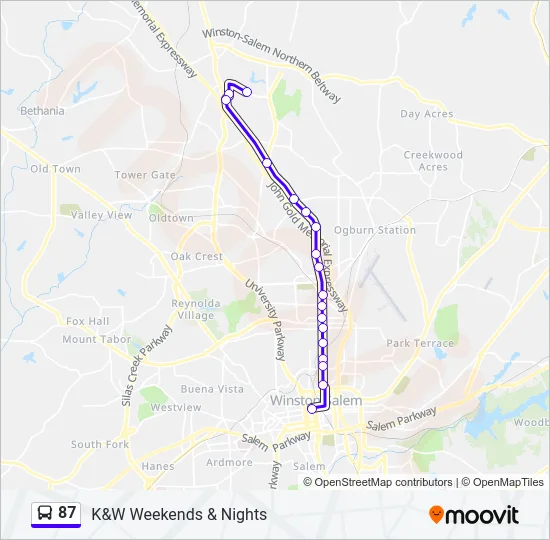 87 Bus Line Map