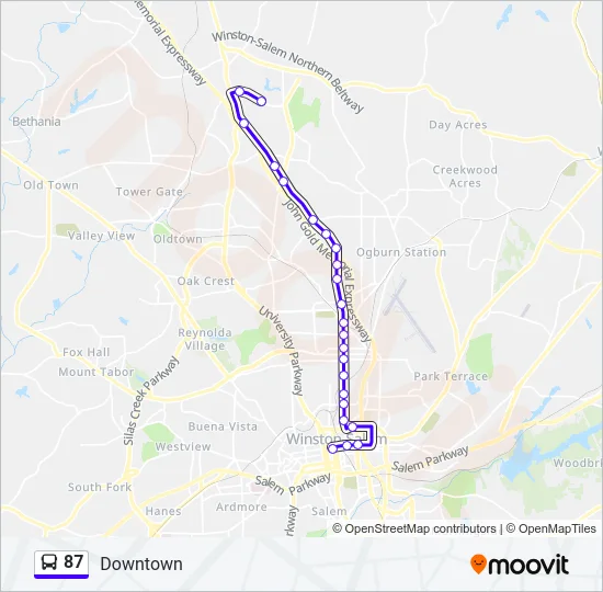 87 Bus Line Map