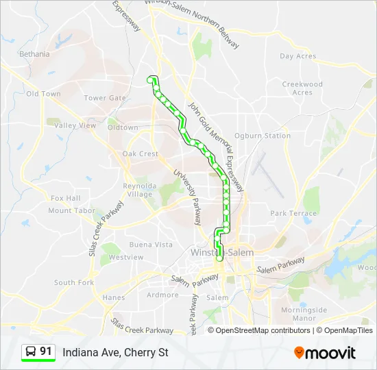 91 Bus Line Map