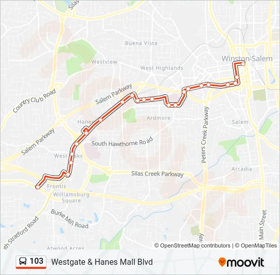 103 Bus Line Map