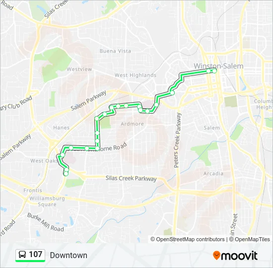 107 Bus Line Map