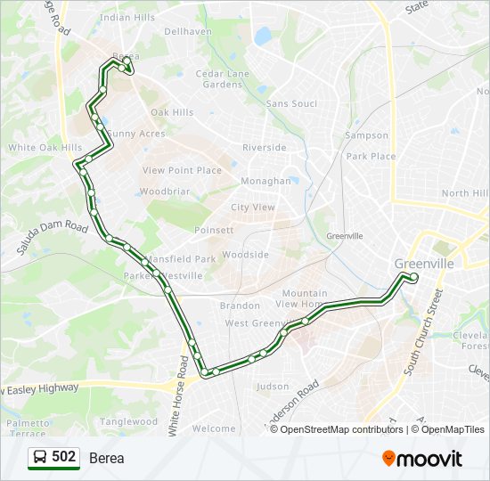 Mapa de 502 de autobús