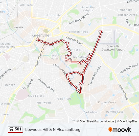 Mapa de 501 de autobús