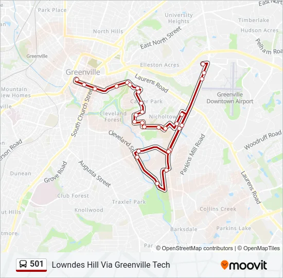 501 Bus Line Map