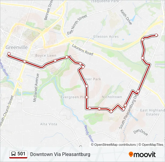 501 Bus Line Map