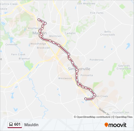 Mapa de 601 de autobús