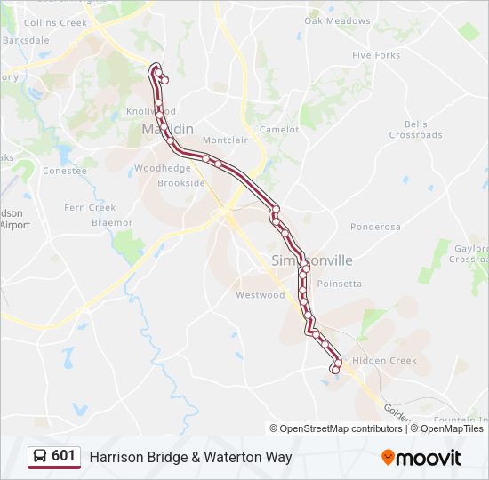 601 bus Line Map