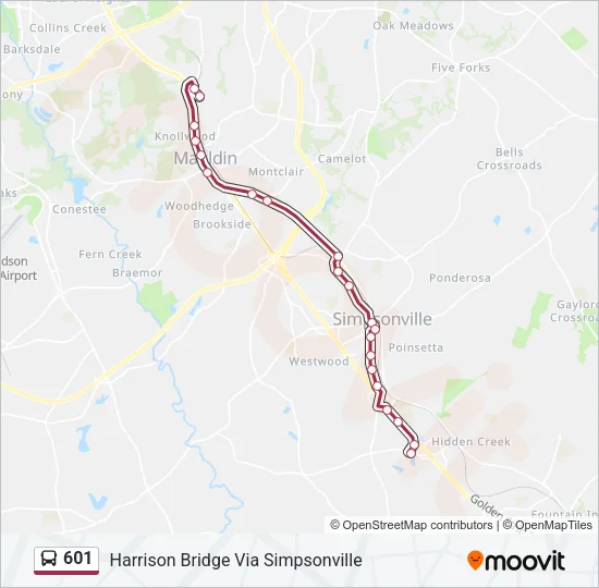 601 Bus Line Map