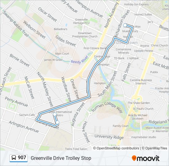 907 bus Line Map