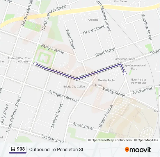 908 Bus Line Map