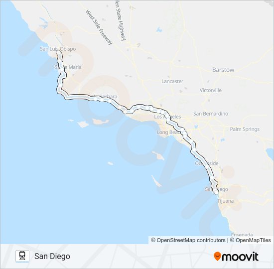 PACIFIC SURFLINER Train Line Map