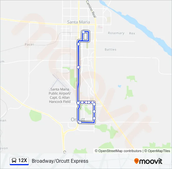 12X Bus Line Map