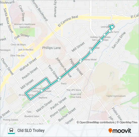 OLD SLO TROLLEY Bus Line Map