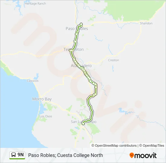 9N Bus Line Map