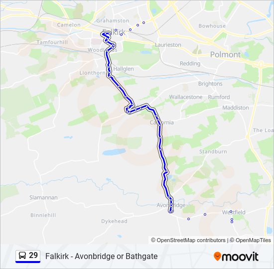 29 bus Line Map