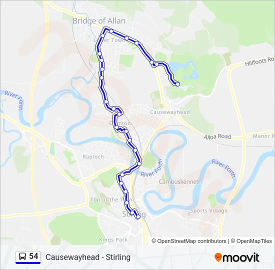 54 Bus Line Map