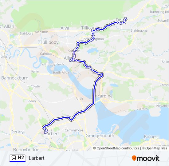 h2 Route: Schedules, Stops & Maps - Larbert (Updated)