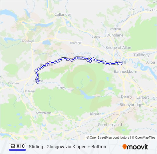 X10 Route Schedules Stops Maps Balfron Updated x10-route-schedules-stops-maps-balfron-updated
