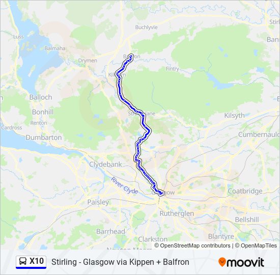 X10 Route Schedules Stops Maps Balfron Updated x10-route-schedules-stops-maps-balfron-updated