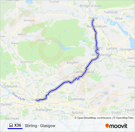 X36 Bus Line Map