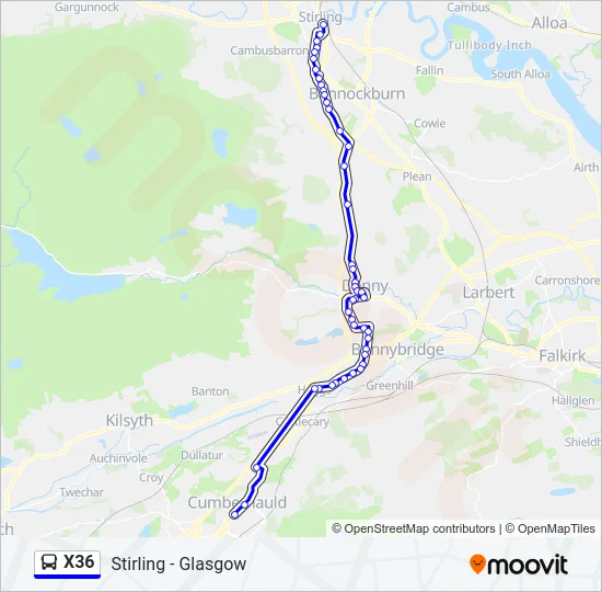 X36 Bus Line Map