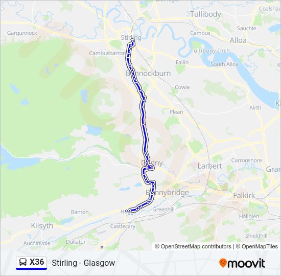 X36 bus Line Map