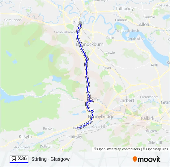 X36 Bus Line Map