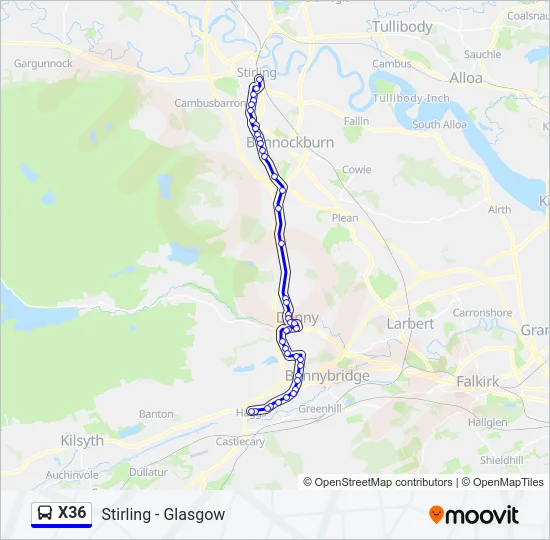 X36 Bus Line Map