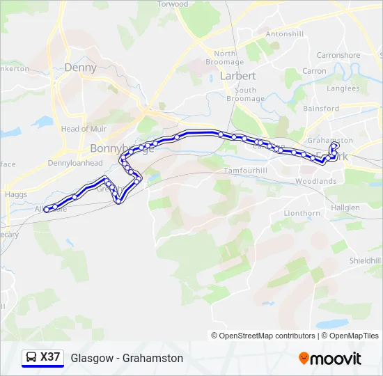 X37 Bus Line Map