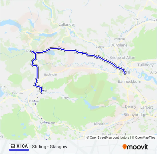 X10A Bus Line Map