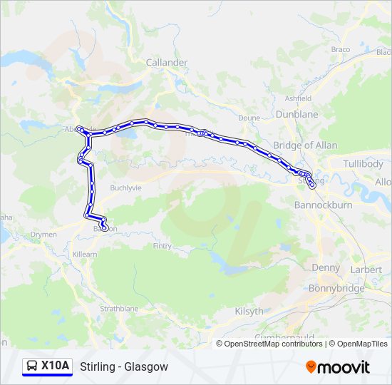 X10A Bus Line Map