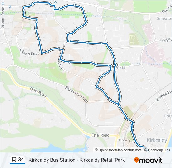 34 bus Line Map