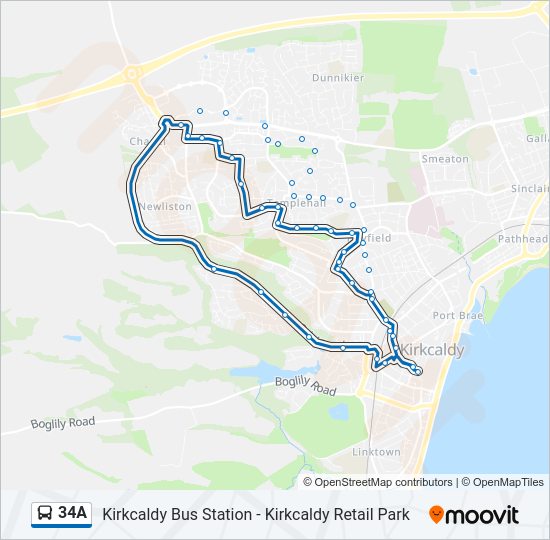 34A bus Line Map