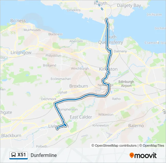 X51 Bus Line Map