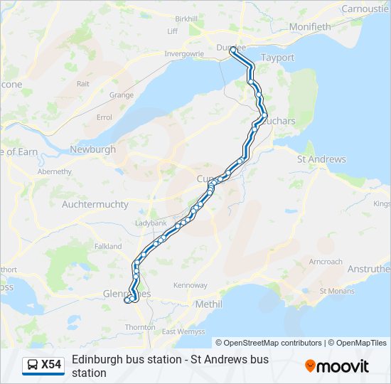 X54 bus Line Map