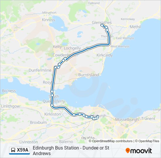 X59A Bus Line Map