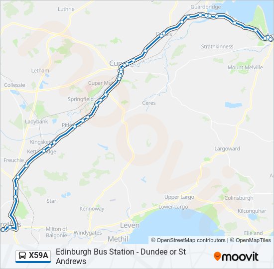 X59A Bus Line Map