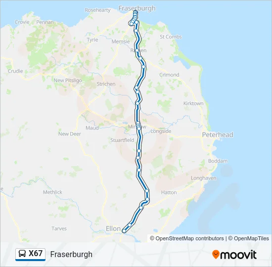 X67 Bus Line Map
