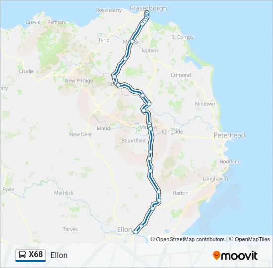 X68 Bus Line Map