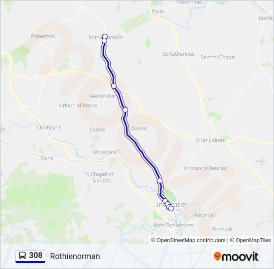 308 bus Line Map