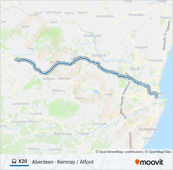 X20 Bus Line Map