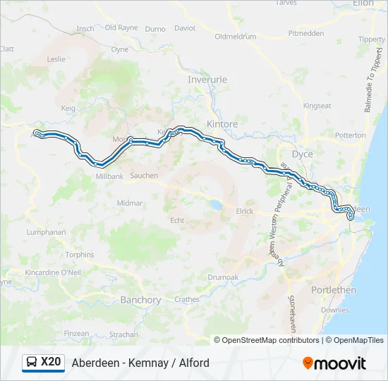 X20 Bus Line Map
